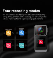 Camera with recording modes displayed