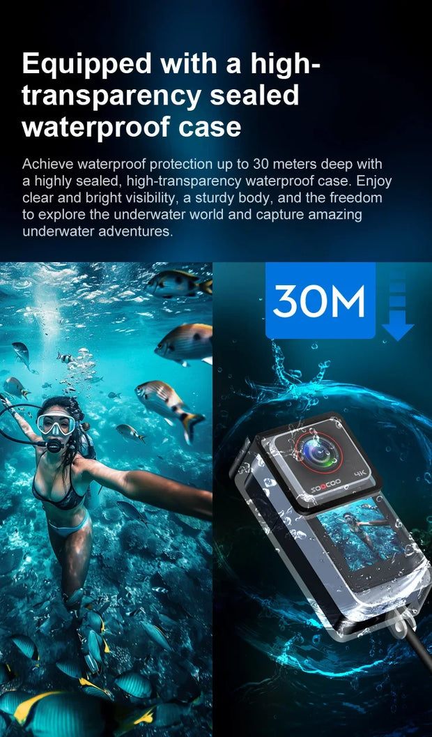 Product with waterproof case for underwater activities