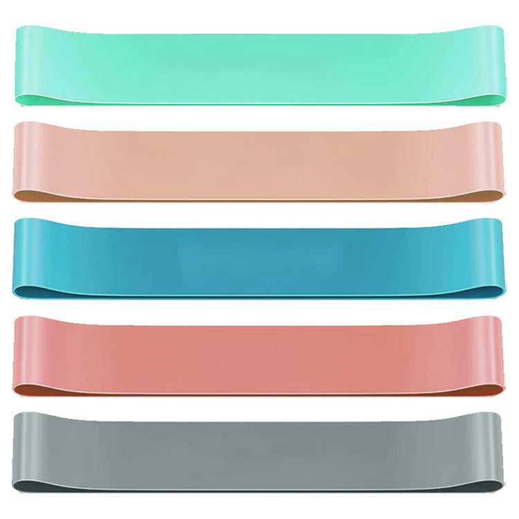 Set of five resistance bands in different colors